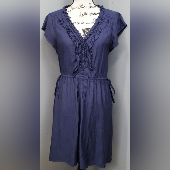 American Eagle Outfitters  Blue Ruffle Dress, Size Medium - Picture 1 of 8